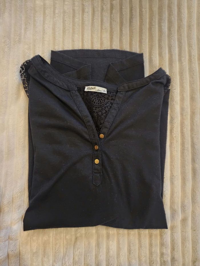 Blouse noire dentelle épaules Gémo – femme T.XL - photo numéro 6