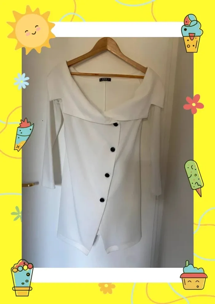 Robe blazer à boutons S Shein 36 blanche