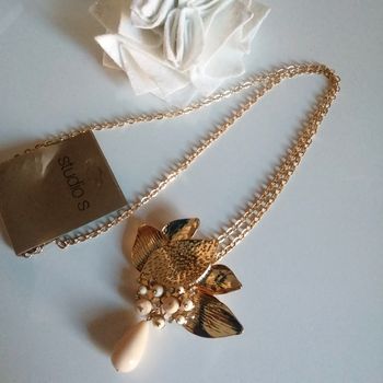 🌸Collier chaîne dorée avec broche détachable Neuf 🌸
