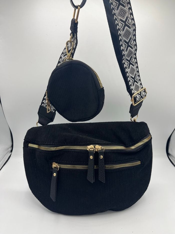Sac banane bandoulière velours - photo numéro 2