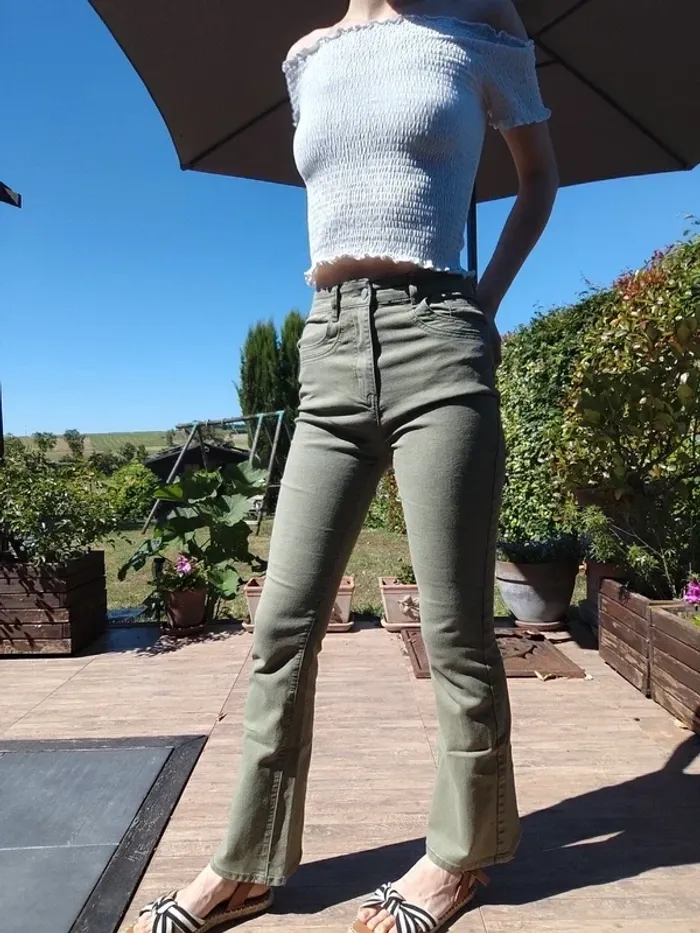Jean flare évasé kaki T38 - Shein - photo numéro 5