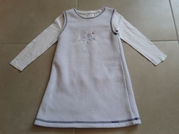 Ensemble mauve robe + t-shirt ML fille 2 ans OKAIDI TBE