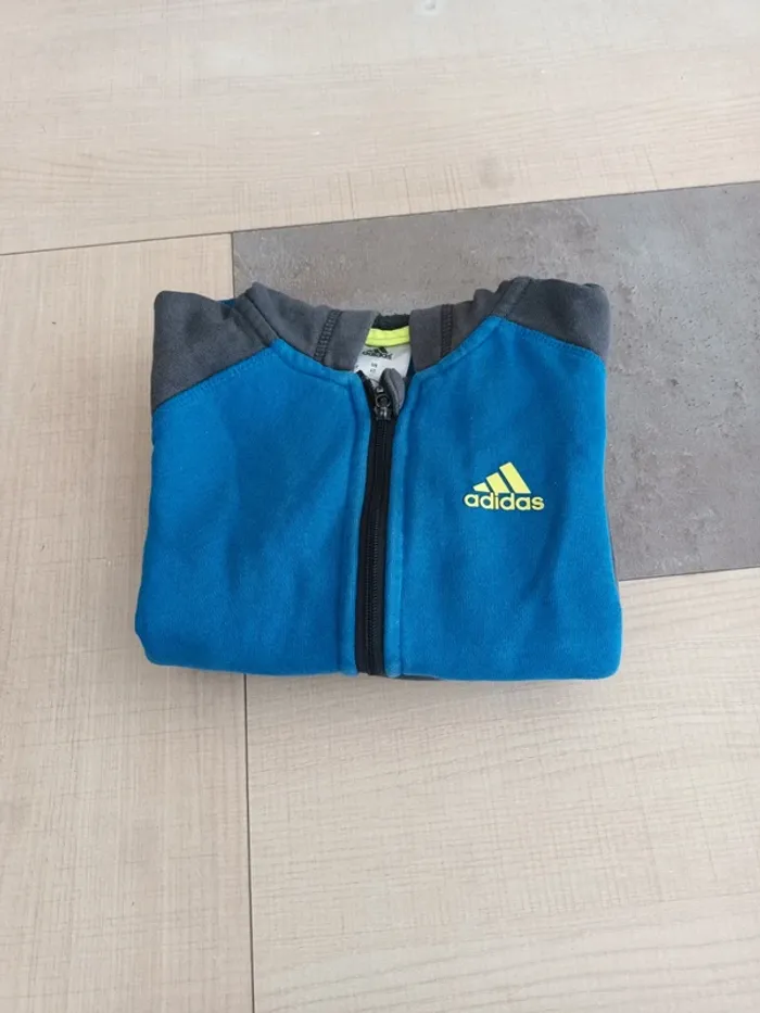 Gilet zippé à capuche Adidas garçon 3 ans - photo numéro 3