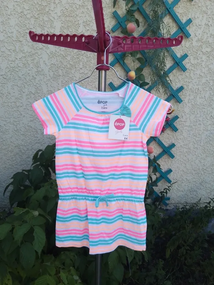 robe été taille 3 ans epop girl 100% coton neuve - photo numéro 2