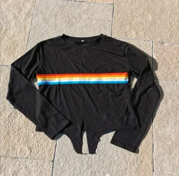 Tee-shirt manches longues romwe arc en ciel taille S