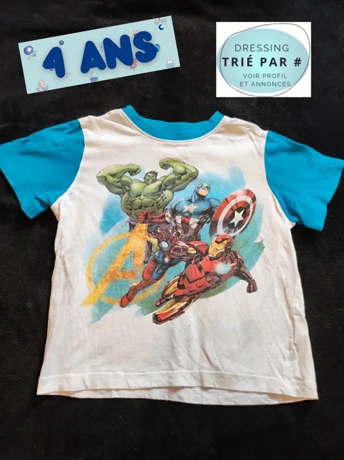 T-shirt manches courtes Marvel Avengers 4 ans