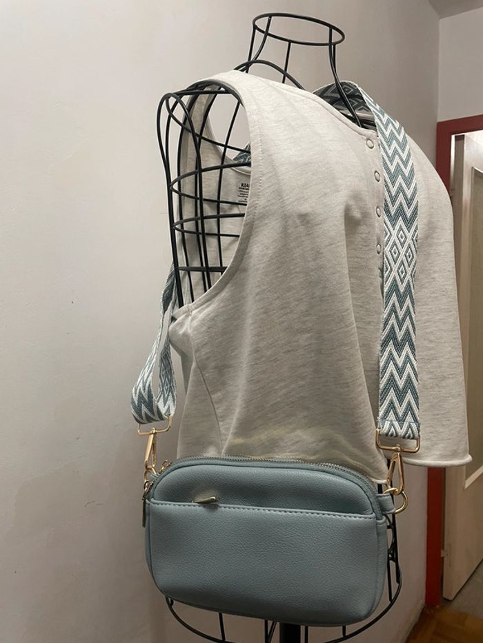Sac bandoulière large en cuir PU bleu neuf - photo numéro 5