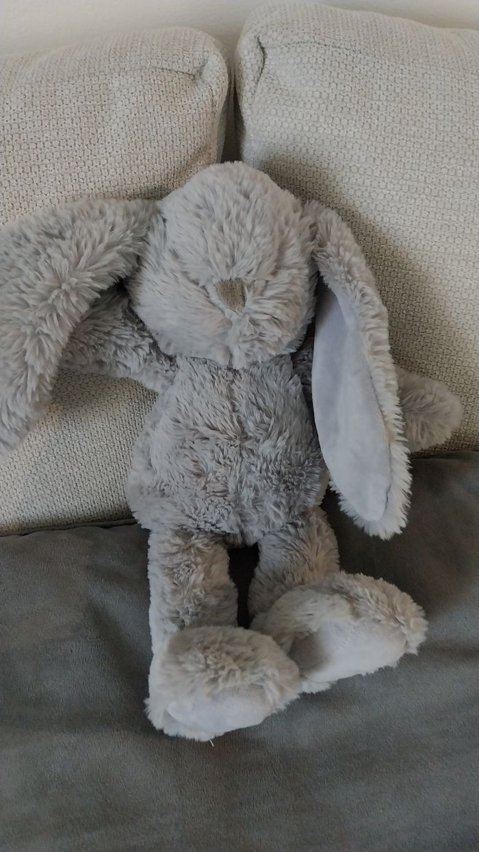 Grand doudou lapin gris