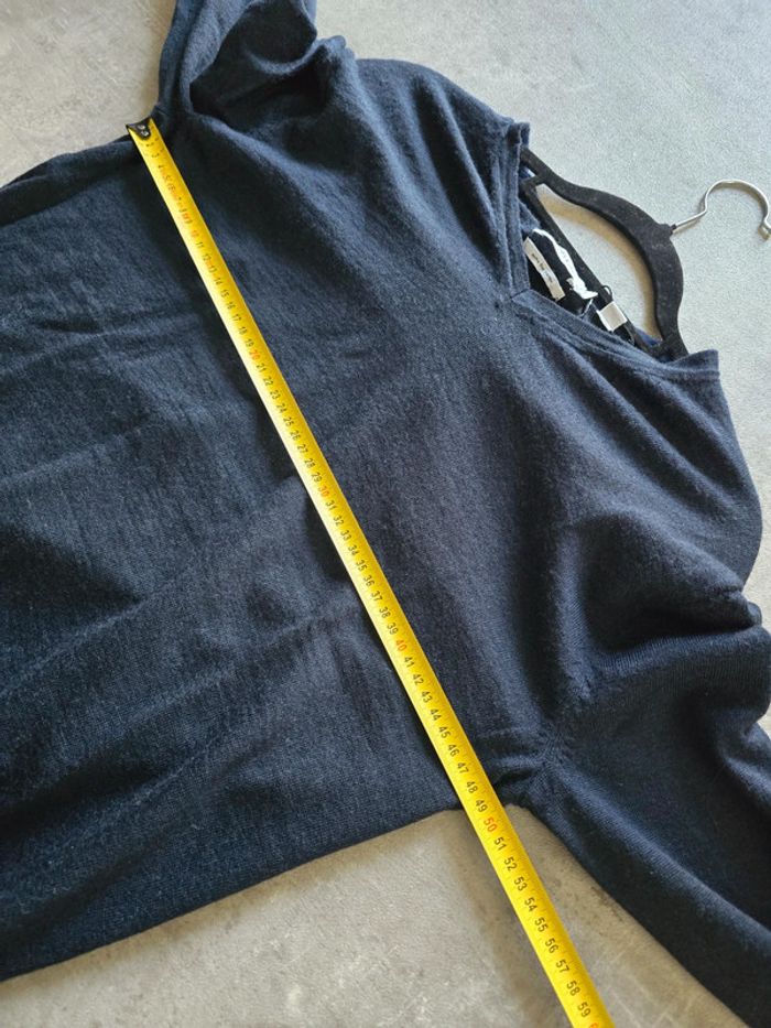 Pull Calvin Klein col V laine mérinos extra fine bleu marine homme taille M - photo numéro 7