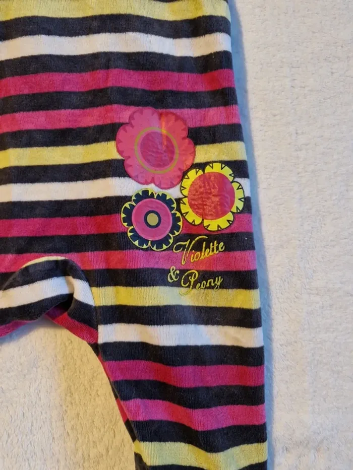 Pyjama rayures et fleurs bébé - photo numéro 2