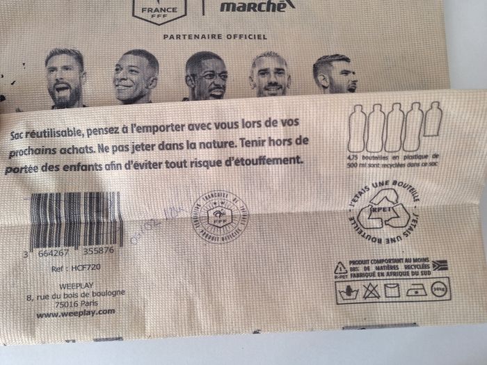 Cabas promotionnel Intermarché/ Équipe de France - photo numéro 3