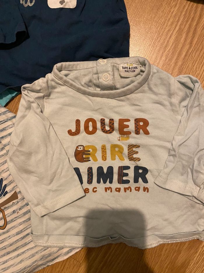 Lot tee shirt manche longue 9 mois - photo numéro 2