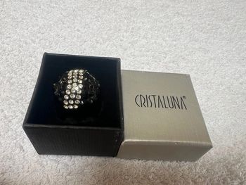bague cristaluna esse cristal acrylique noir swarovski neuf 101 502 n1