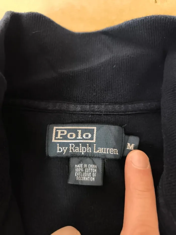 Sweat zippé Polo Ralph Lauren homme M marine logo rouge excellent état - photo numéro 6