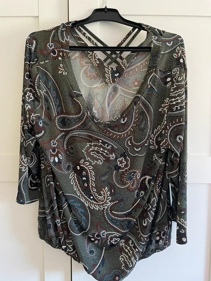 Chemisier Cassis Kaki avec motifs Femme - L