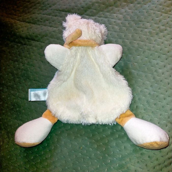 Doudou ours plat crème, écru avec écharpe Baby nat - photo numéro 3