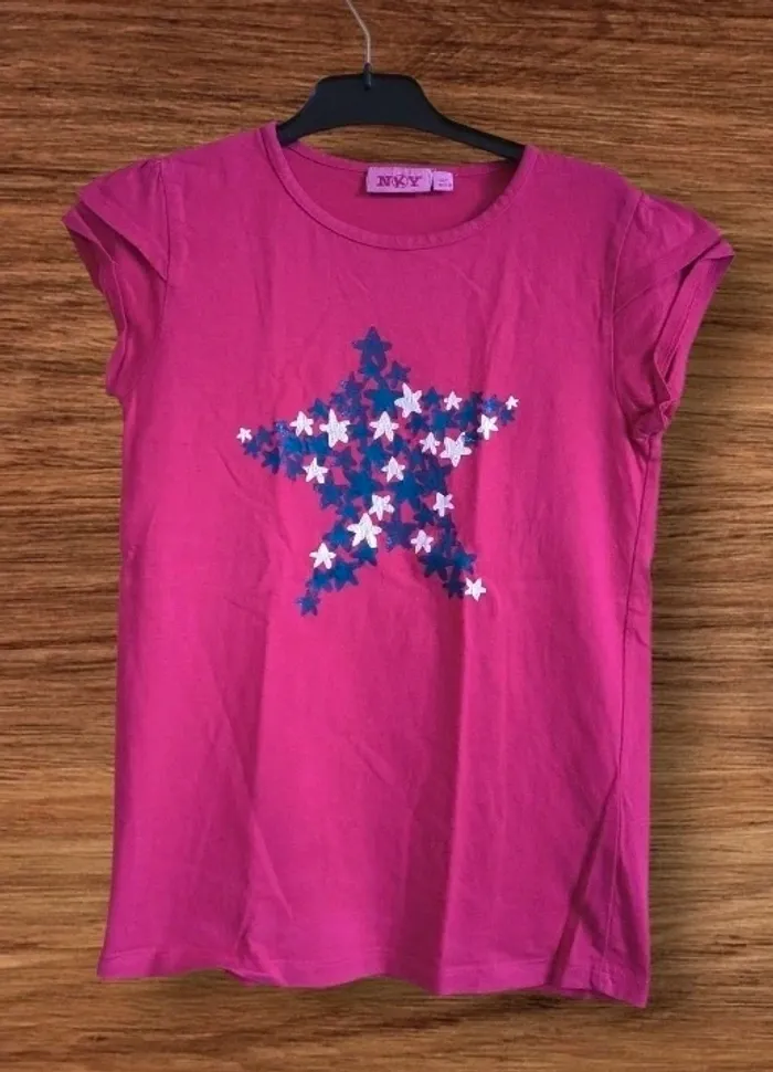 T-shirt fille rose fuchsia - Taille 140