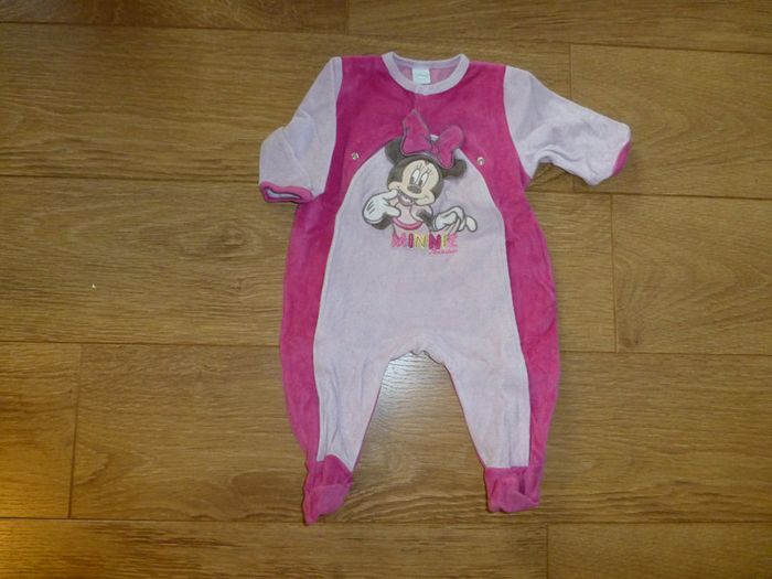 Pyjama rose en velours Minnie - 6 mois