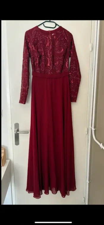 Robe longue de soirée / cérémonie rouge bordeaux taille M femme