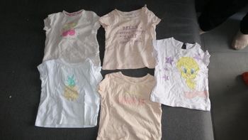 Lot 5 Tshirts manches courtes – 6 mois fille – lot Q
