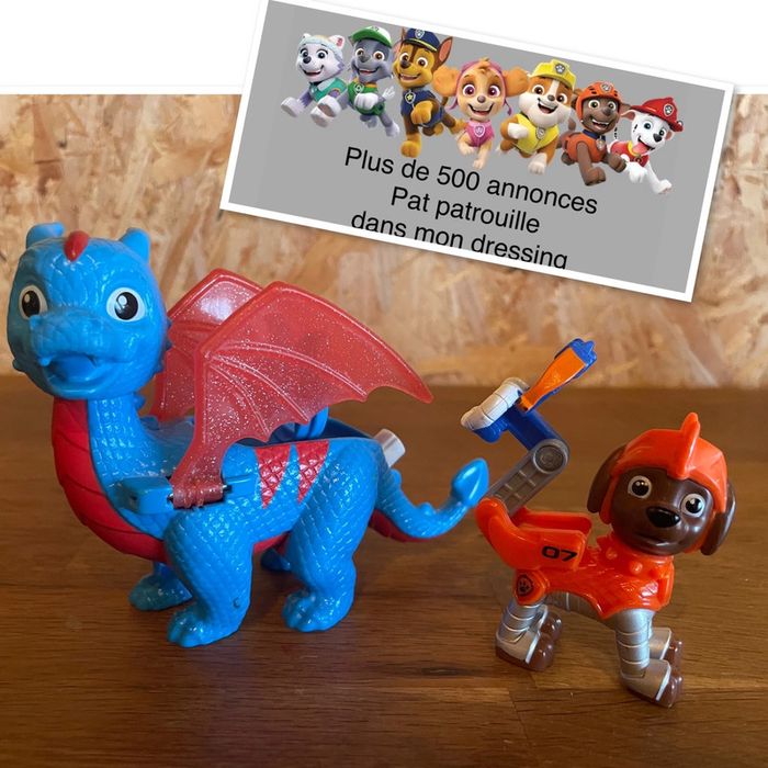Idée cadeau 🎁 Jouet figurine chevalier Zuma avec son dragon rescue Knights de la Pat Patrouille