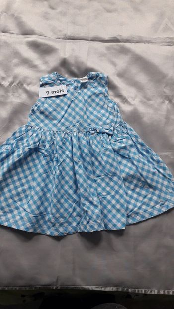 Robe d'été coton vichy bleu et blanc