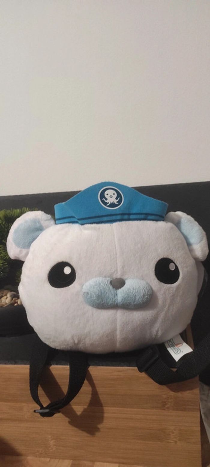 sac à dos peluche Octonauts barnacle ours blanc capitaine bleu blanc silver gate