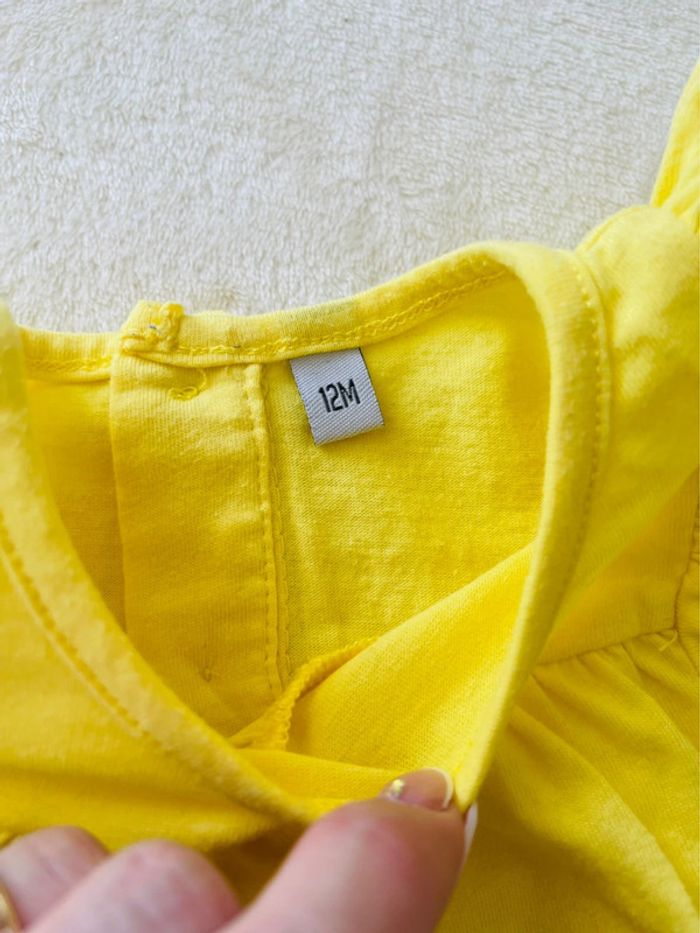 Ensemble tee shirt jaune et leggins bleu marine et blanc 12 mois - photo numéro 5