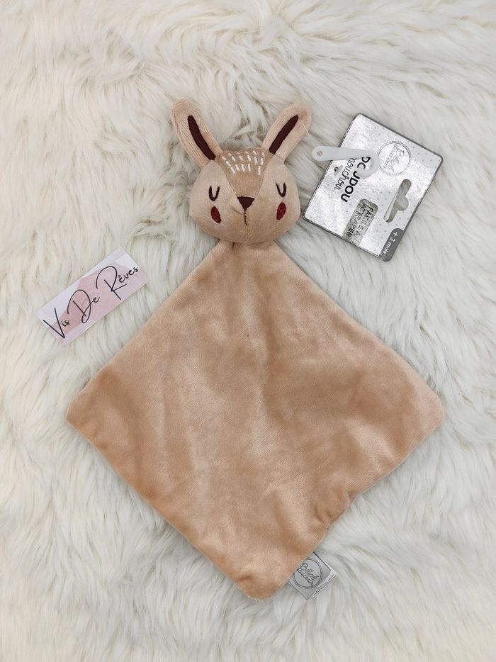 Doudou lapin bébé douceur beige neuf