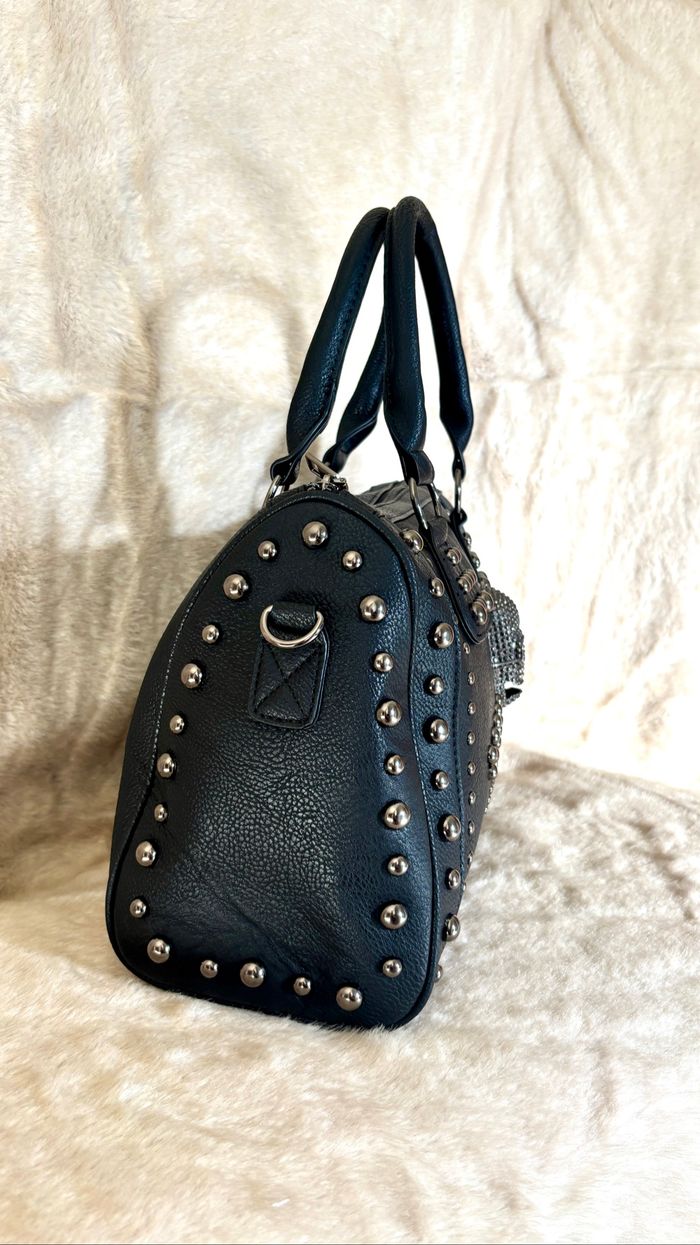 Sac noir rock tête de mort clouté neuf envoi rapide goth chic - photo numéro 2