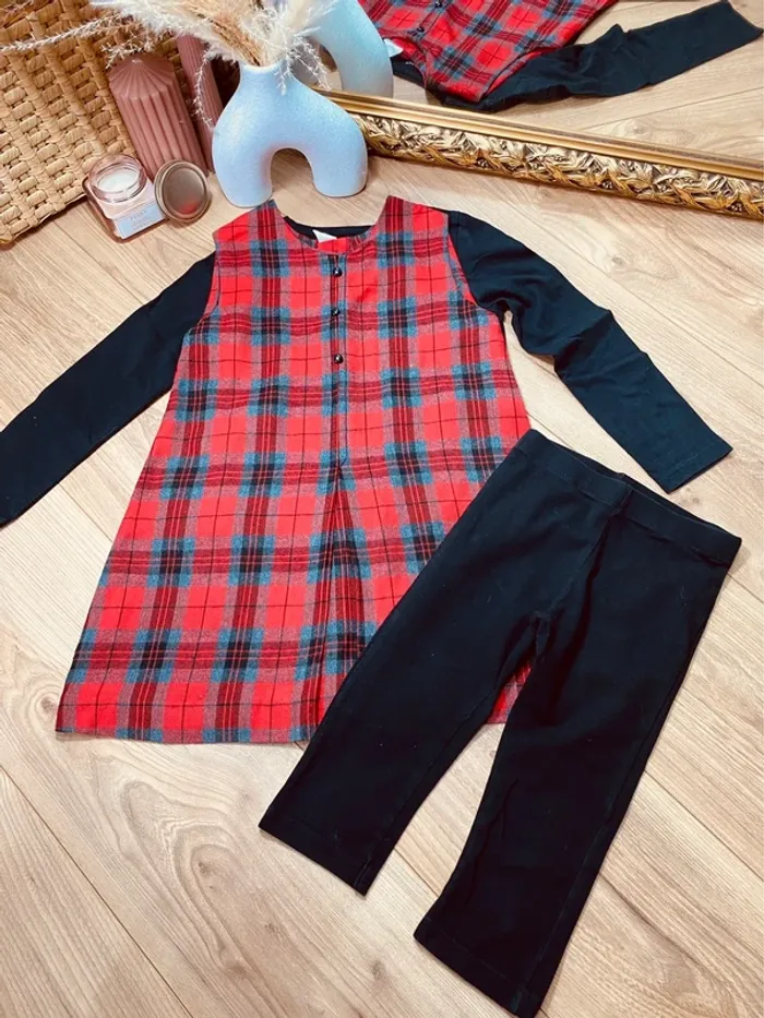 Taille 6 ans tenue 3p fille kiabi rouge et noire * carreaux * 🩷 - photo numéro 8