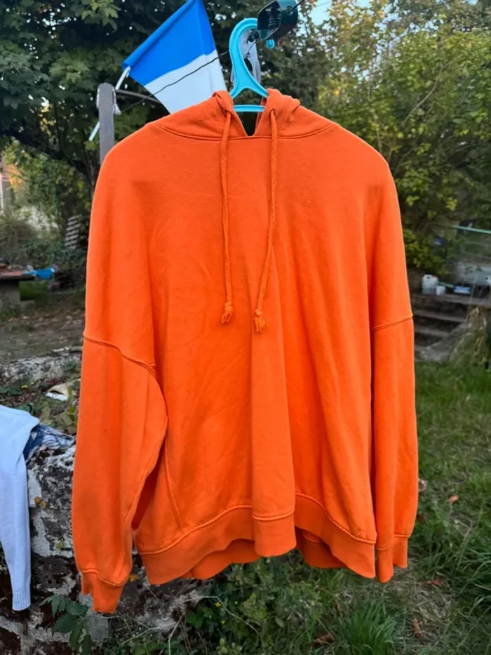 Sweat-shirt à capuche large orange - photo numéro 2