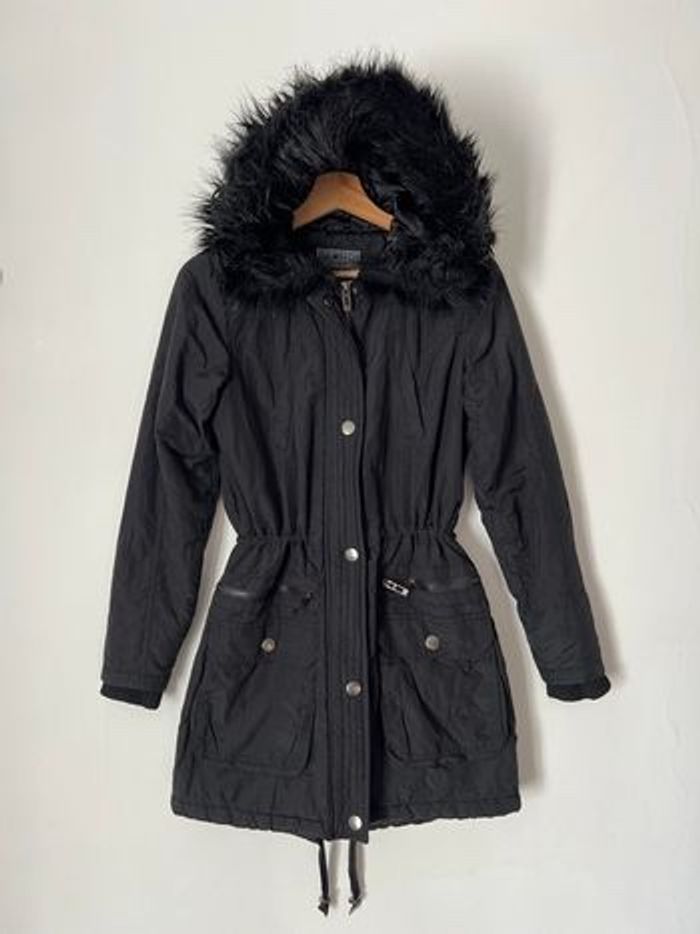 Manteau  noir capuche fausse fourrure New Look Taille 36 - photo numéro 3