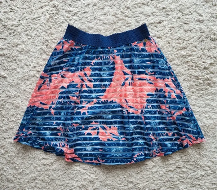 Jupe fleurie corail et bleu marine Jus d'Orange Taille 2
