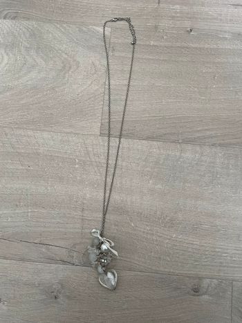 Sautoir blanc et argent