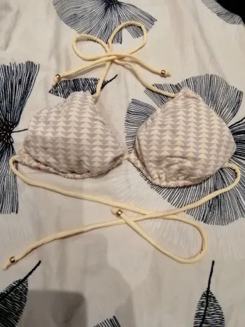 Haut de maillot gris et jaune Vintage taille S