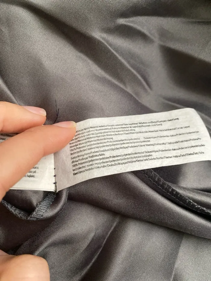 Robe longue fluide avec fente bleu-gris Unique - photo numéro 9
