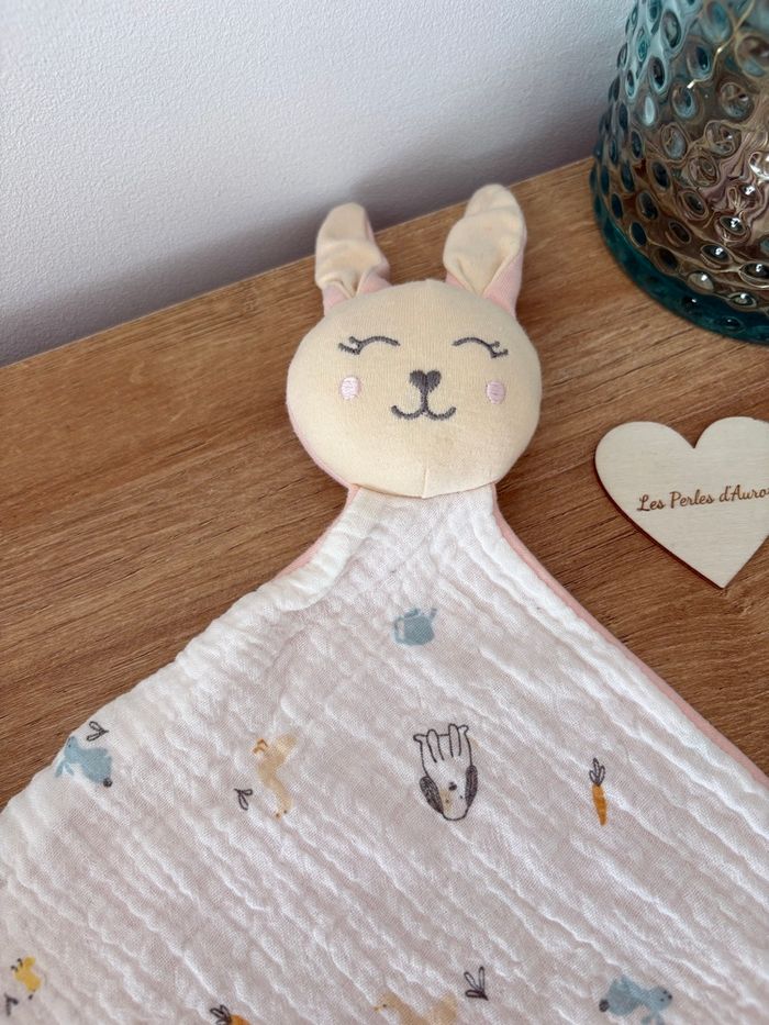Doudou lapin lange rose - photo numéro 3