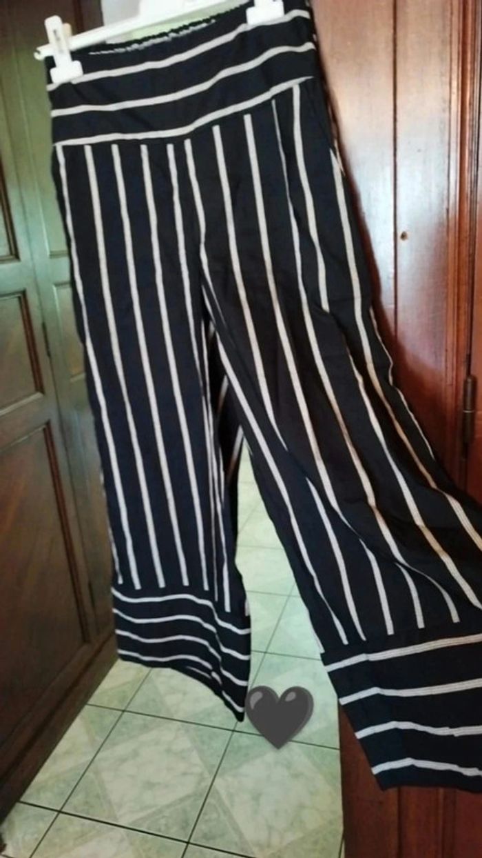 Pantalon large à rayures élastique 2 poches XS y2k - photo numéro 2
