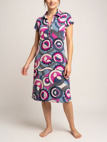 robe manches courtes imprimée colorée col polo jersey Taille unique Promod