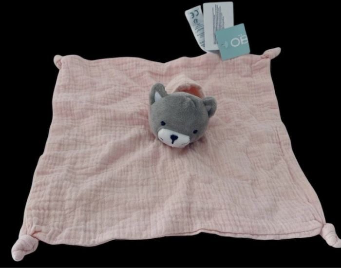 ❤️B5250 Doudou Plat lange mouchoir OBAIBI Okaïdi Chat Cat Capuche Lange Rose Gris