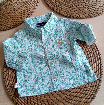 Ensemble pantalon kaki léger + chemise fleurie assortie Sergent Major taille 3 mois