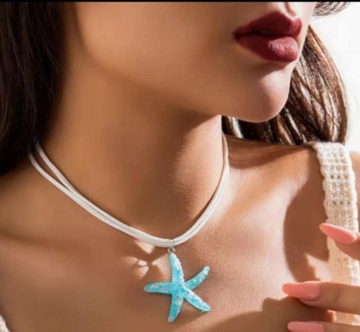 Collier etoile de mer turquoise