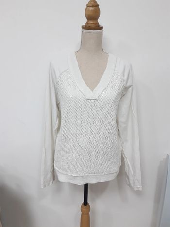 Pull blanc avec sequins One