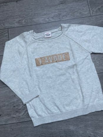 Pull gris tape à l’oeil 3 ans