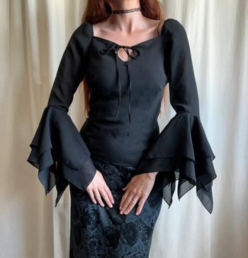 Blouse manches 🦇 Whimsigoth Goth Vampire vintage 90s - Taille S/M