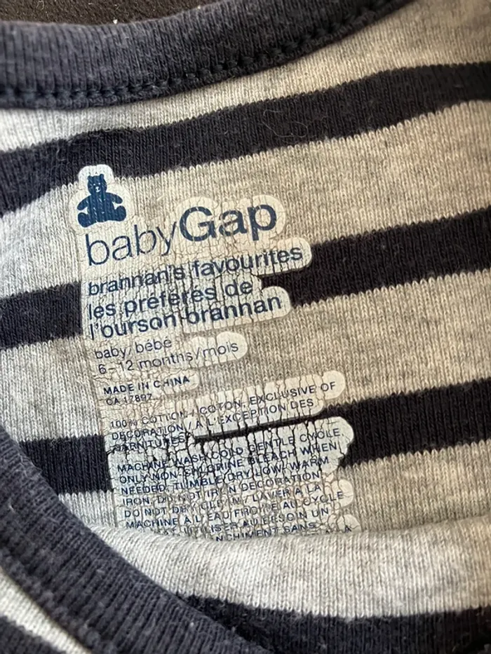 Body manche longue baby gap 6-12 mois - photo numéro 3