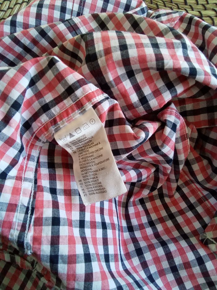 Chemise vichy rouge et noire manches courtes H&M taille M - photo numéro 8