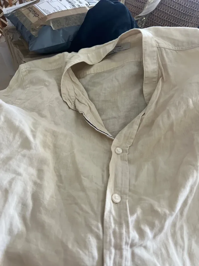Chemise oversize parisienne lin - S - bershka - quasi neuve - - photo numéro 3