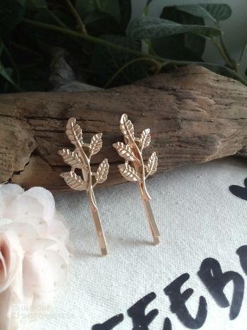 Barrettes bohèmes feuilles dorées